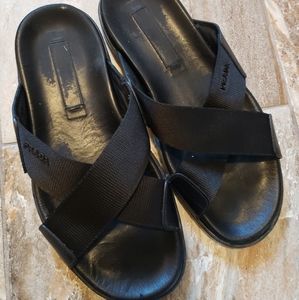 Prada mens leather and nylon sandals